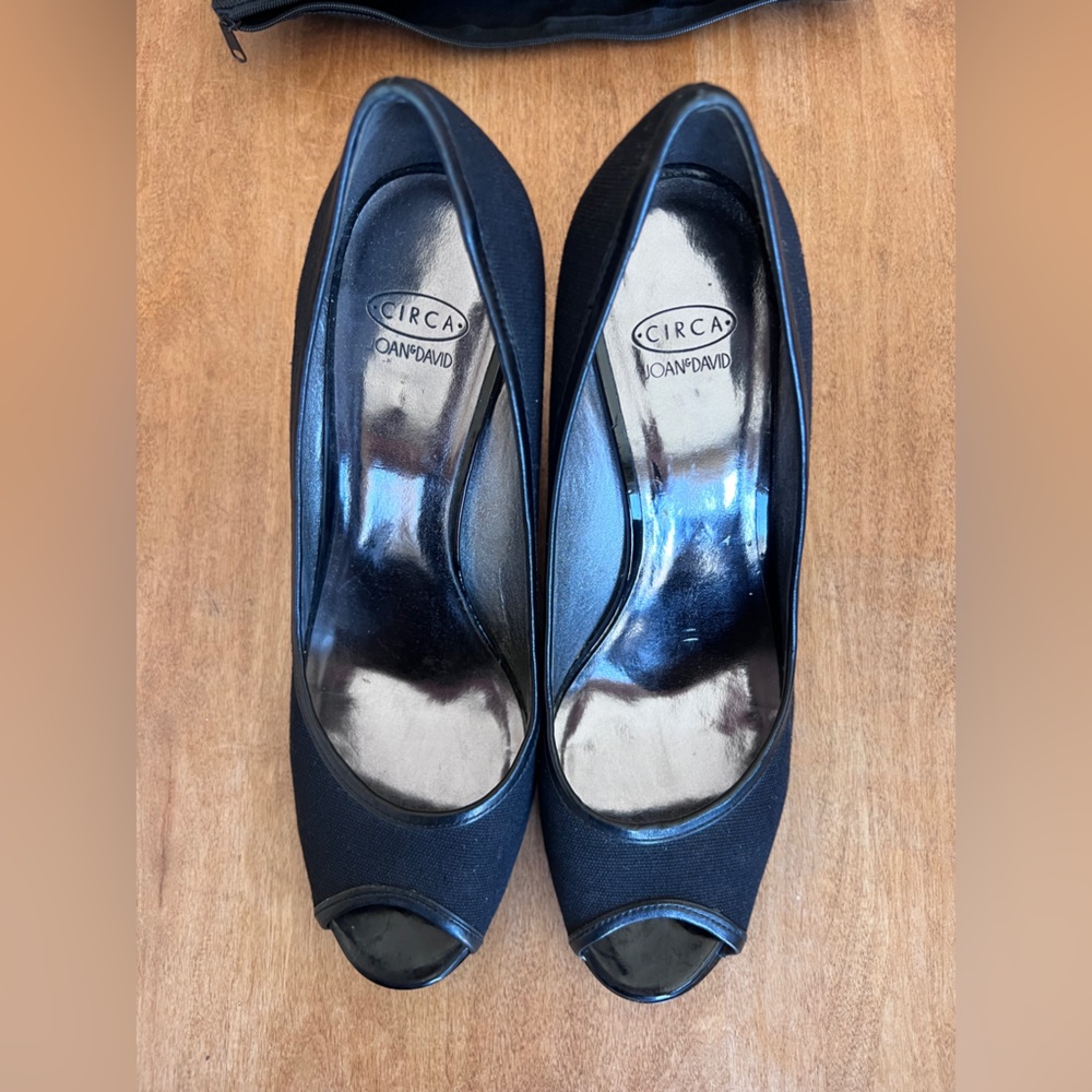 Joan & David Black Open-Toe Pumps